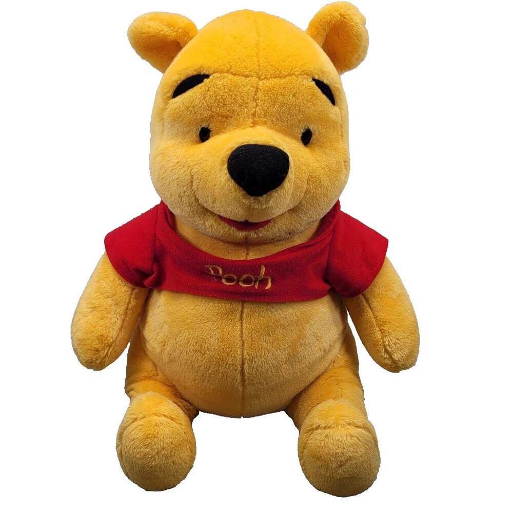 Disney Winnie the Pooh Plush Yellow Red Vintage Mattel Stuffed Animal Bear